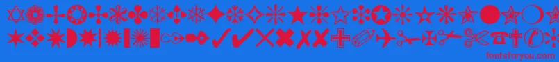 Czcionka DingbatsRegular – czerwone czcionki na niebieskim tle