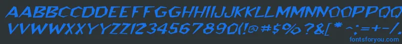 Czcionka BedrockwideItalic – niebieskie czcionki na czarnym tle