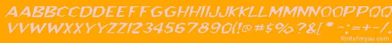 BedrockwideItalic-Schriftart – Rosa Schriften auf orangefarbenem Hintergrund