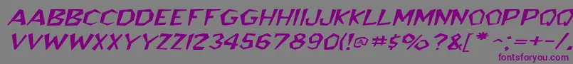 フォントBedrockwideItalic – 紫色のフォント、灰色の背景
