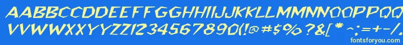 Fonte BedrockwideItalic – fontes amarelas em um fundo azul