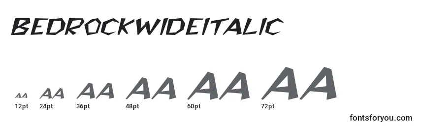 Размеры шрифта BedrockwideItalic