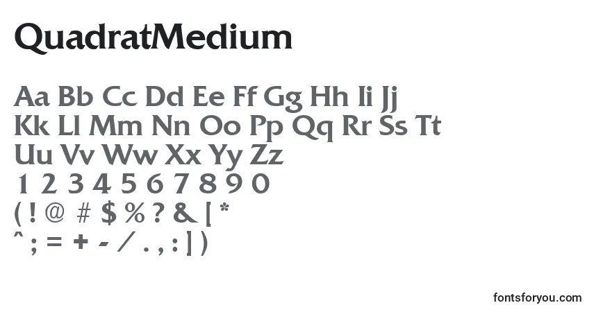 Czcionka QuadratMedium – alfabet, cyfry, specjalne znaki