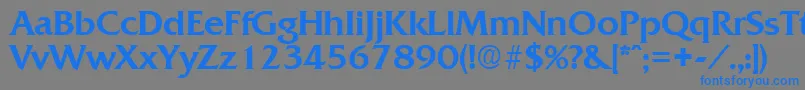 フォントQuadratMedium – 灰色の背景に青い文字