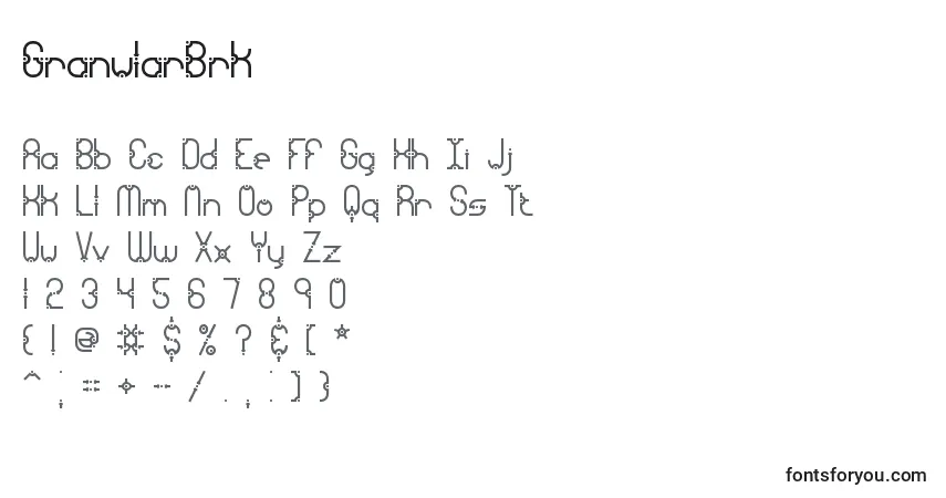 Czcionka GranularBrk – alfabet, cyfry, specjalne znaki