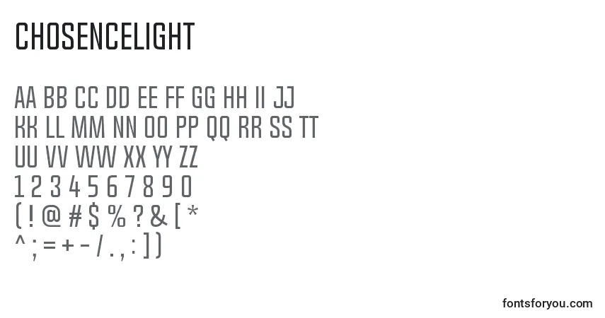 ChosenceLight Font – alphabet, numbers, special characters