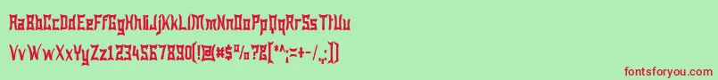 WewakNarrow-Schriftart – Rote Schriften auf grünem Hintergrund