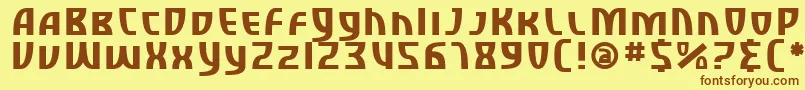 フォントSfRetroesqueSc – 茶色の文字が黄色の背景にあります。