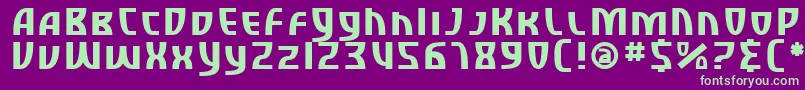 フォントSfRetroesqueSc – 紫の背景に緑のフォント