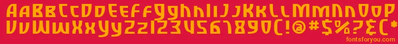 フォントSfRetroesqueSc – 赤い背景にオレンジの文字