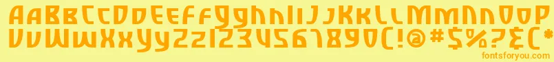 フォントSfRetroesqueSc – オレンジの文字が黄色の背景にあります。