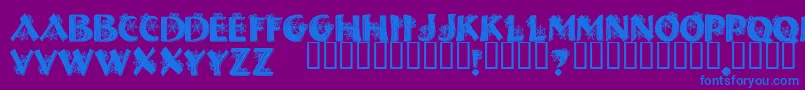 フォントHalls – 紫色の背景に青い文字