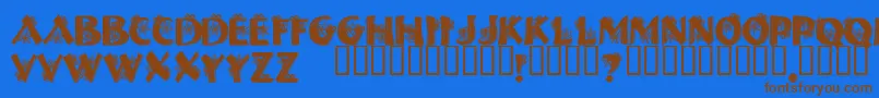 フォントHalls – 茶色の文字が青い背景にあります。