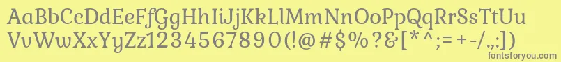 フォントKuraleRegular – 黄色の背景に灰色の文字