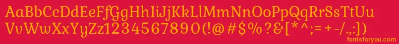 フォントKuraleRegular – 赤い背景にオレンジの文字