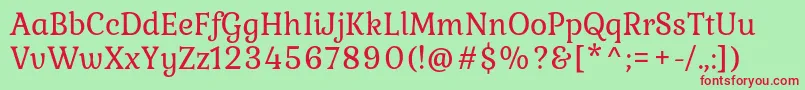 フォントKuraleRegular – 赤い文字の緑の背景