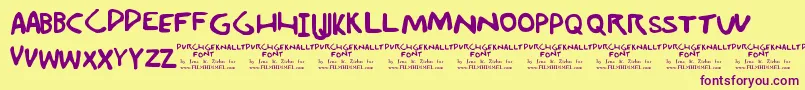 Durchgeknallt-Schriftart – Violette Schriften auf gelbem Hintergrund