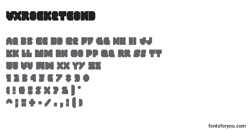 Czcionka Vxrocketcond – alfabet, cyfry, specjalne znaki