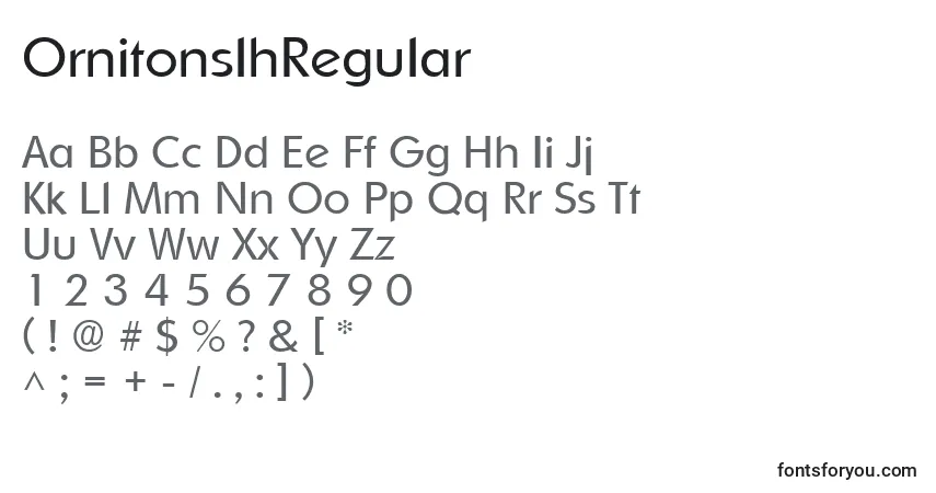 Шрифт OrnitonslhRegular – алфавит, цифры, специальные символы