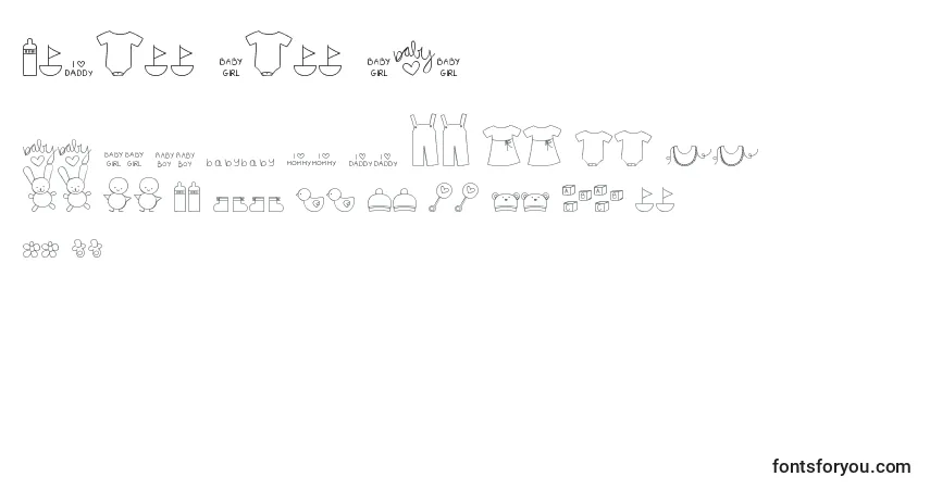 Schriftart MtfIttyBittyBaby – Alphabet, Zahlen, spezielle Symbole