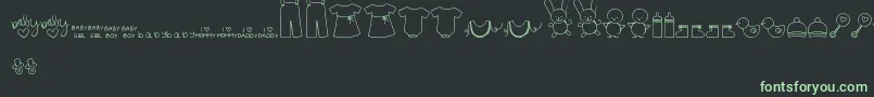 MtfIttyBittyBaby-fontti – vihreät fontit mustalla taustalla