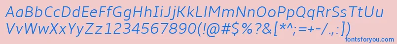 AmbleLightItalic Font – Blue Fonts on Pink Background