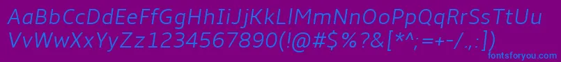 AmbleLightItalic Font – Blue Fonts on Purple Background