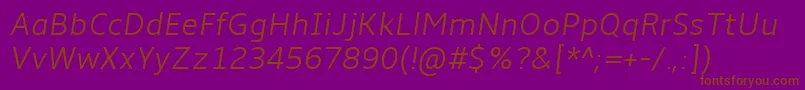 フォントAmbleLightItalic – 紫色の背景に茶色のフォント
