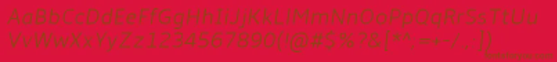 AmbleLightItalic-Schriftart – Braune Schriften auf rotem Hintergrund