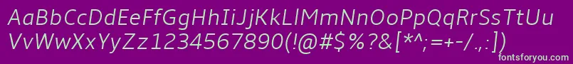 フォントAmbleLightItalic – 紫の背景に緑のフォント