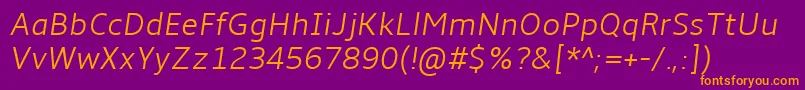 AmbleLightItalic Font – Orange Fonts on Purple Background