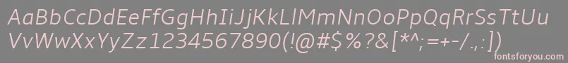 フォントAmbleLightItalic – 灰色の背景にピンクのフォント