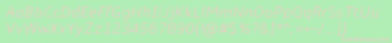 AmbleLightItalic Font – Pink Fonts on Green Background
