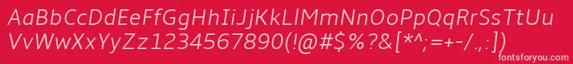 AmbleLightItalic Font – Pink Fonts on Red Background