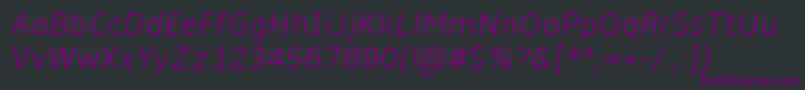 AmbleLightItalic Font – Purple Fonts on Black Background