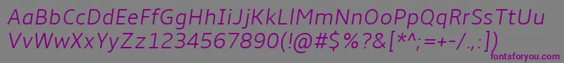 フォントAmbleLightItalic – 紫色のフォント、灰色の背景