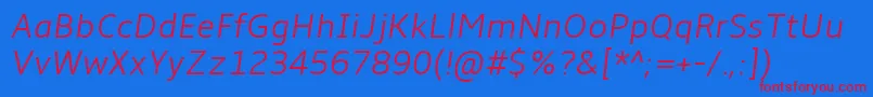 AmbleLightItalic Font – Red Fonts on Blue Background