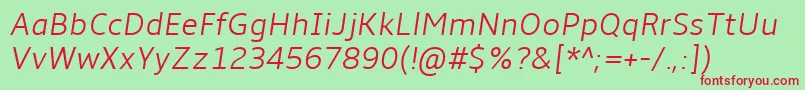 AmbleLightItalic Font – Red Fonts on Green Background