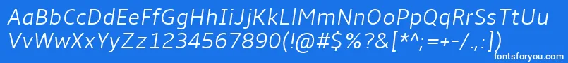 AmbleLightItalic Font – White Fonts on Blue Background