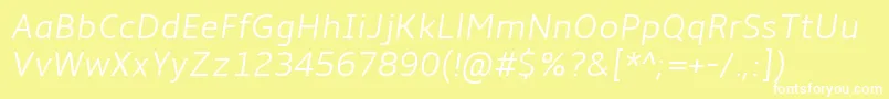 フォントAmbleLightItalic – 黄色い背景に白い文字
