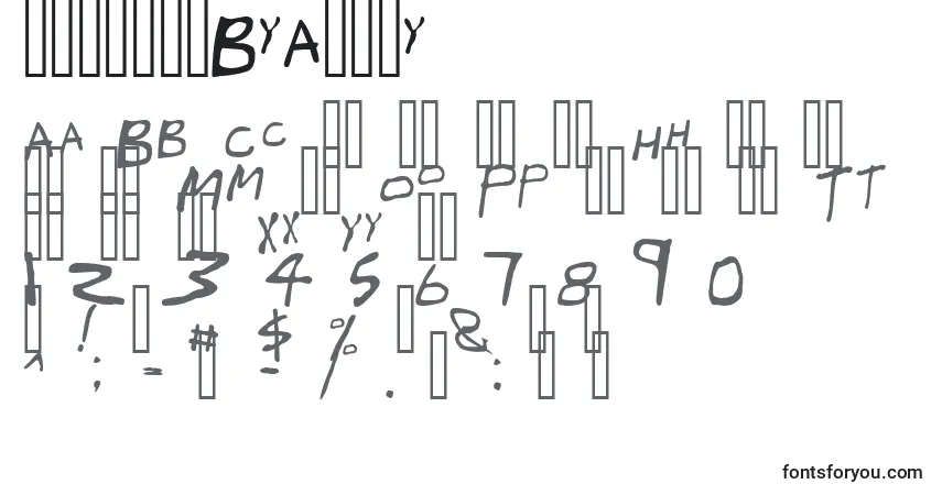 A fonte FriendsByAngry – alfabeto, números, caracteres especiais