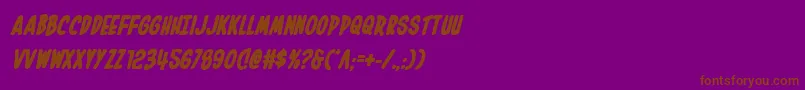Inhouseeditionboldital-Schriftart – Braune Schriften auf violettem Hintergrund