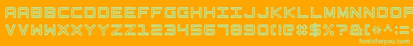 BasicSquare7-Schriftart – Grüne Schriften auf orangefarbenem Hintergrund