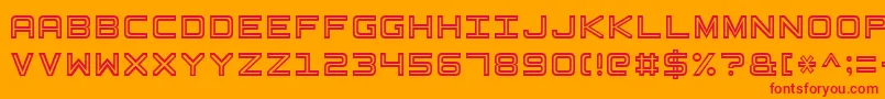 Fonte BasicSquare7 – fontes vermelhas em um fundo laranja