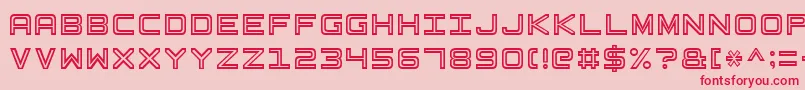 BasicSquare7-Schriftart – Rote Schriften auf rosa Hintergrund