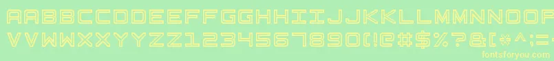 BasicSquare7-fontti – keltaiset fontit vihreällä taustalla