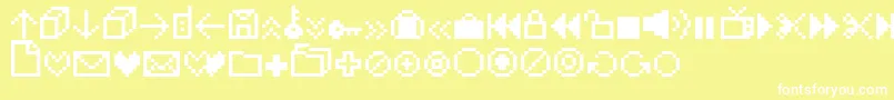 Iconbitone-Schriftart – Weiße Schriften auf gelbem Hintergrund
