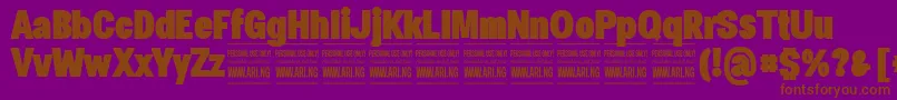 Fonte SpecifypersonalConblack – fontes marrons em um fundo roxo