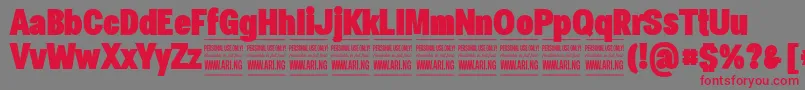 SpecifypersonalConblack Font – Red Fonts on Gray Background