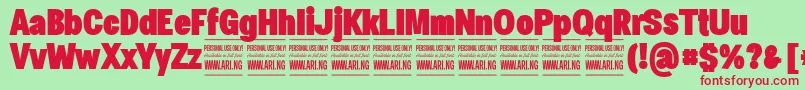 SpecifypersonalConblack Font – Red Fonts on Green Background